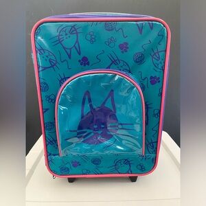 Cat Cartoon Print Girl’s Suitcase with Wheels Unbranded Vintage Kid’s Luggage